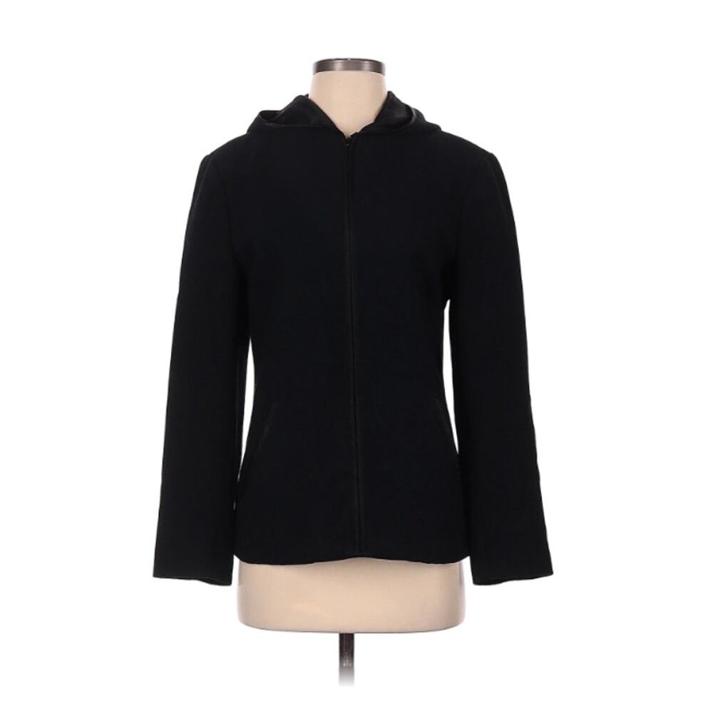 Gap Jacket Size S Solid Black Hidden Zipper Hoodi… - image 1